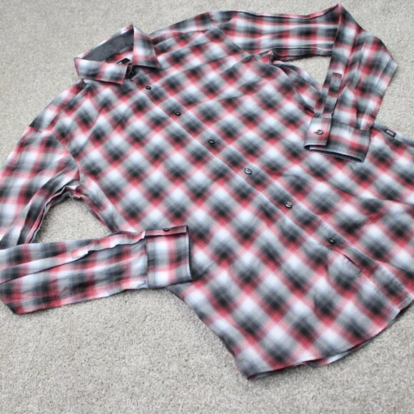 BOSS Hugo Boss Shirt Mens Medium Red/Black Ronni_2 Slim Fit Flip Cuff Cotton L/S - Picture 8 of 15